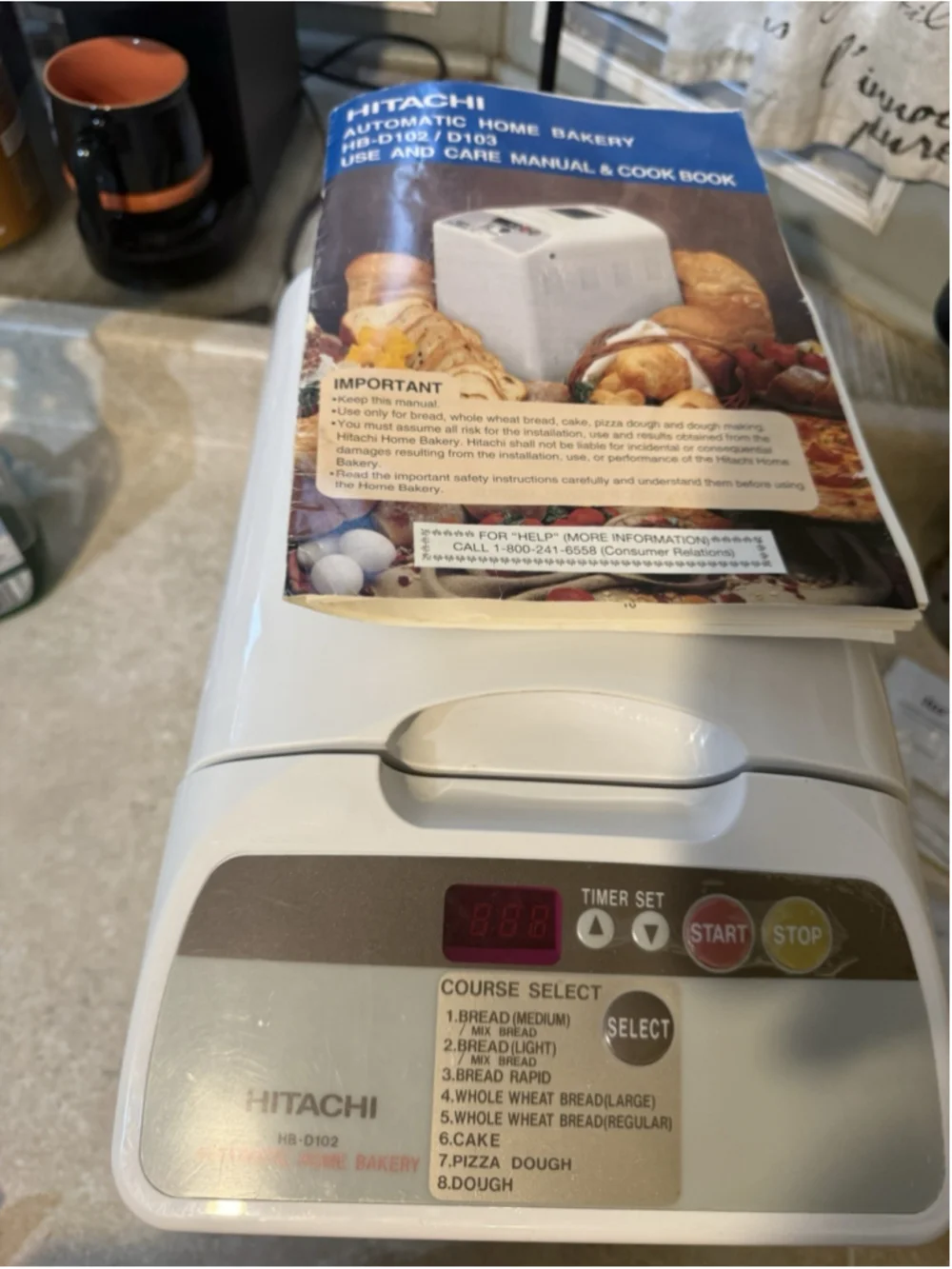 HITACHI Automatic Home Bakery BREAD Cake MAKER MACHINE Manual Pan Paddle HB-D102